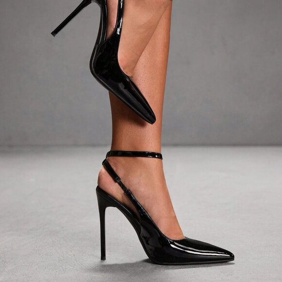 Black Stiletto Women's High Heel Pumps - Picture 3 of 10